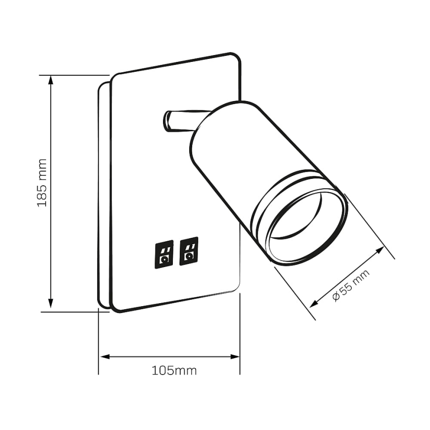 LED-seinävalaisin PARIISI 1xGU10/10W/230V + LED/6W/230V musta