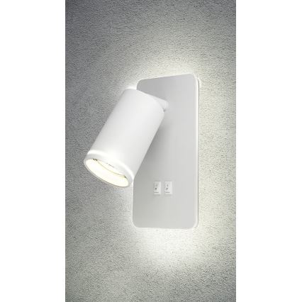 LED-seinävalaisin PARIISI 1xGU10/10W/230V + LED/6W/230V valkoinen