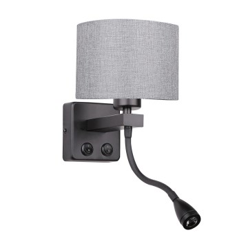 LED-seinävalaisin POLO 1xE27/40W+LED/2W 230V musta