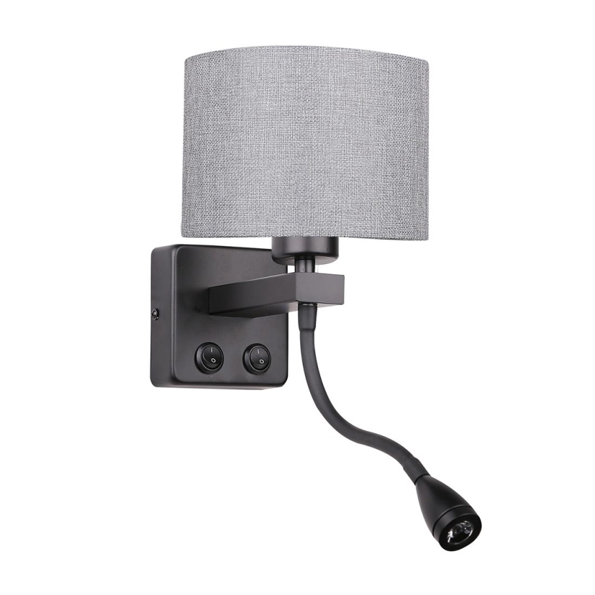 LED-seinävalaisin POLO 1xE27/40W+LED/2W 230V musta