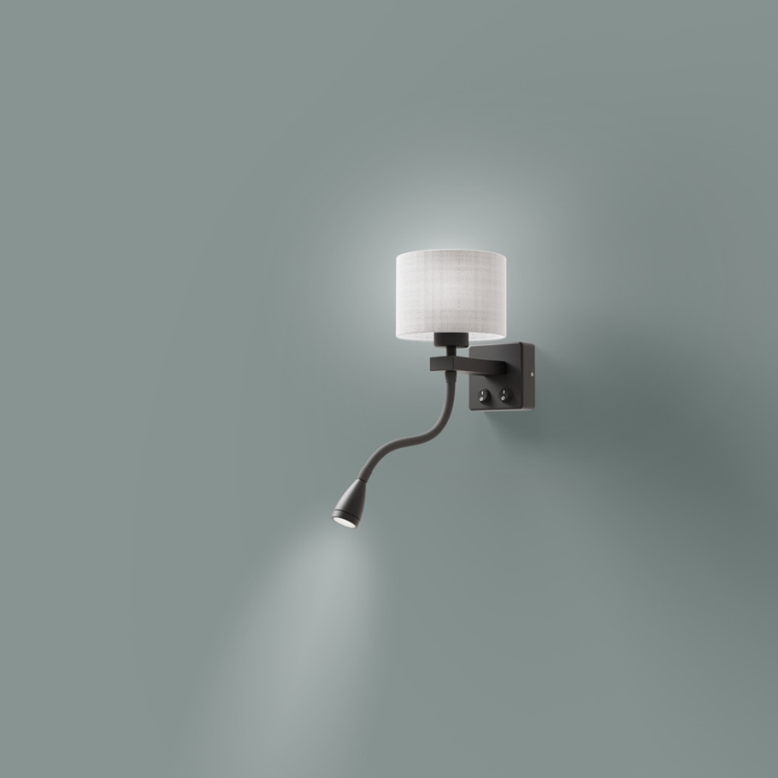 LED-seinävalaisin POLO 1xE27/40W+LED/2W 230V musta