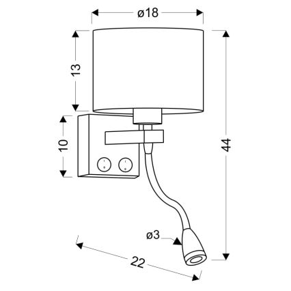 LED-seinävalaisin POLO 1xE27/40W+LED/2W 230V musta