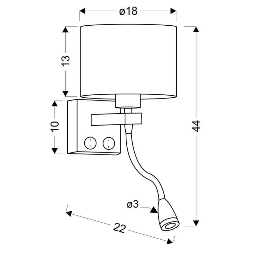 LED-seinävalaisin POLO 1xE27/40W+LED/2W 230V musta