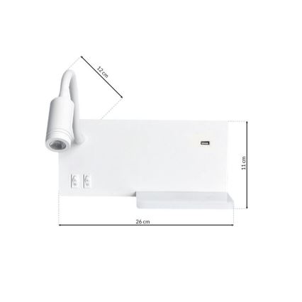 LED-seinävalaisin SHELF 1xLED/4W+1xLED/5W+1xLED/2W/230V valkoinen
