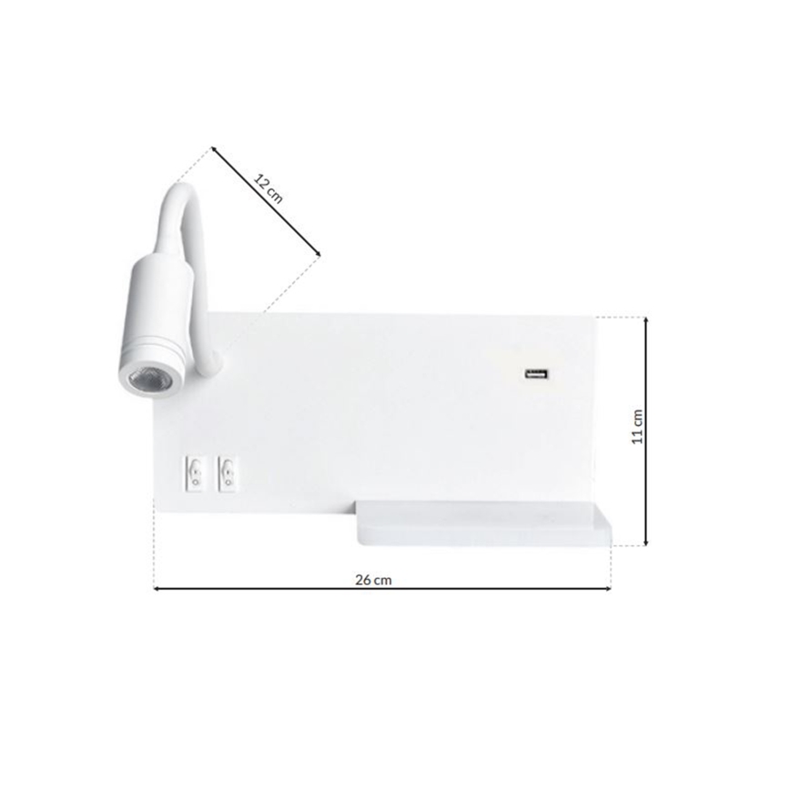 LED-seinävalaisin SHELF 1xLED/4W+1xLED/5W+1xLED/2W/230V valkoinen