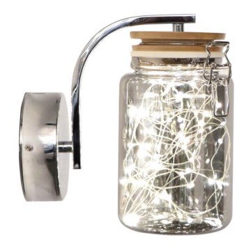 LED-seinävalaisin SHOCK LED/5W/230V kiiltävä kromi/puu