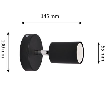LED-seinävalaisin TUNE 1xGU10/4,8W/230V musta
