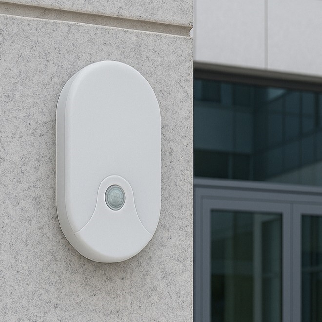 LED-seinävalaisin ulkokäyttöön liiketunnistimella, 18 W, 230 V, IP44, valkoinen