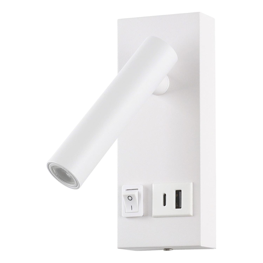 LED-seinävalaisin USB:n kanssa LED/2W/230V valkoinen