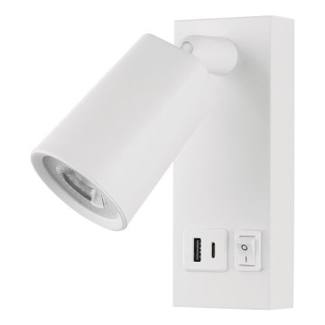 LED-seinävalaisin USB:n kanssa LED/5W/230V valkoinen