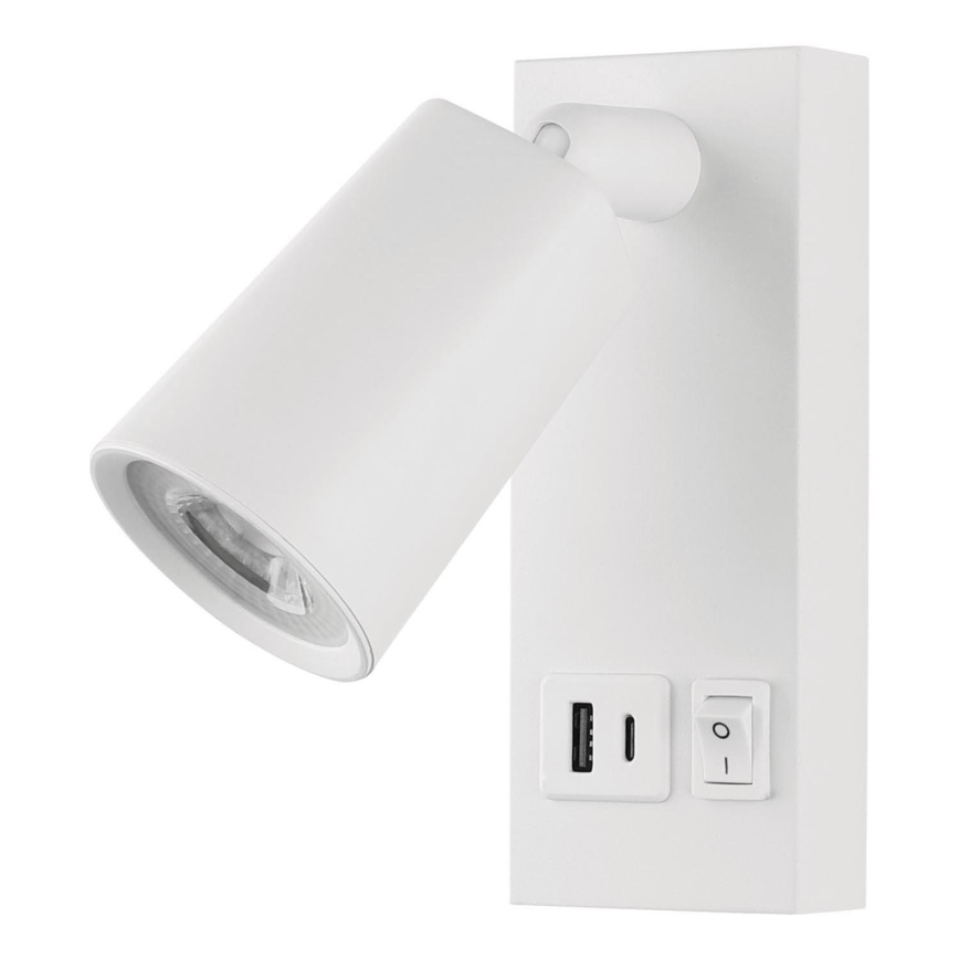 LED-seinävalaisin USB:n kanssa LED/5W/230V valkoinen