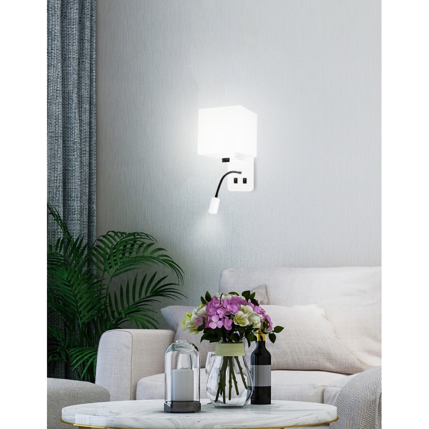 LED-seinävalo MAGNUM 1xE27/40W/230V + LED/3W valkoinen