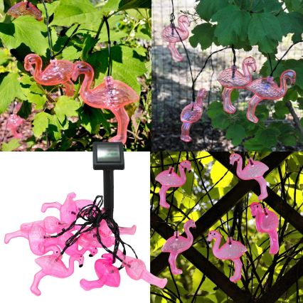 LED Solar koristeellinen ketju 10xLED 3,8 IP44 flamingo