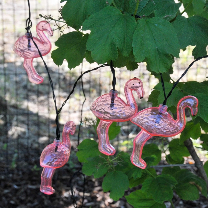 LED Solar koristeellinen ketju 10xLED 3,8 IP44 flamingo