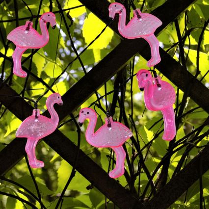 LED Solar koristeellinen ketju 10xLED 3,8 IP44 flamingo