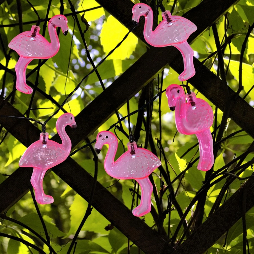 LED Solar koristeellinen ketju 10xLED 3,8 IP44 flamingo