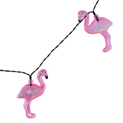 LED Solar koristeellinen ketju 10xLED 3,8 IP44 flamingo