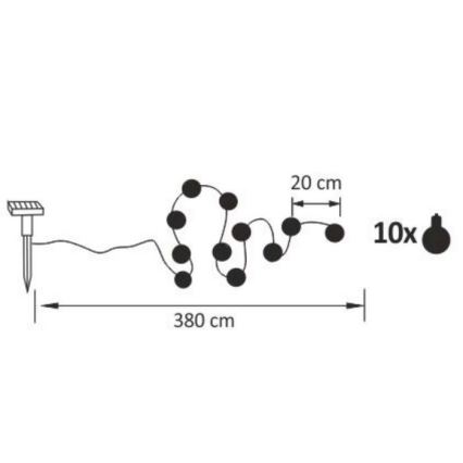 LED Solar koristeellinen ketju LED/1,2V 3,8 m IP44