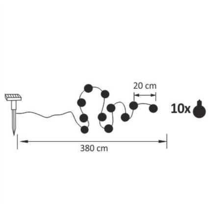 LED Solar koristeellinen ketju LED/1,2V 3,8 m IP44