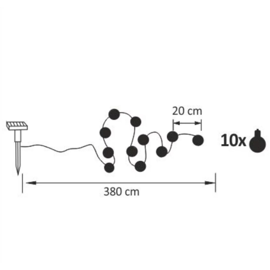 LED Solar koristeellinen ketju LED/1,2V 3,8 m IP44