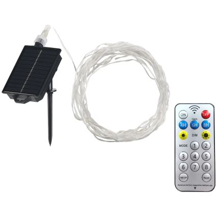LED Solar koristeellinen ketju LED/3,7V 1800 mAh 10 m IP44 + kauko-ohjaus