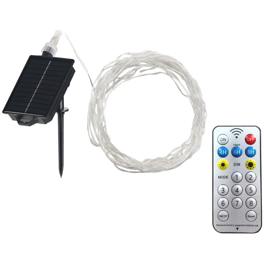 LED Solar koristeellinen ketju LED/3,7V 1800 mAh 10 m IP44 + kauko-ohjaus