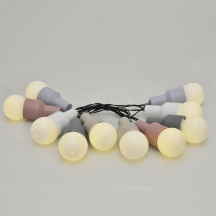 LED Solar koristeellinen ketju PASTEL 10xLED/1,2V 3,8 m IP44