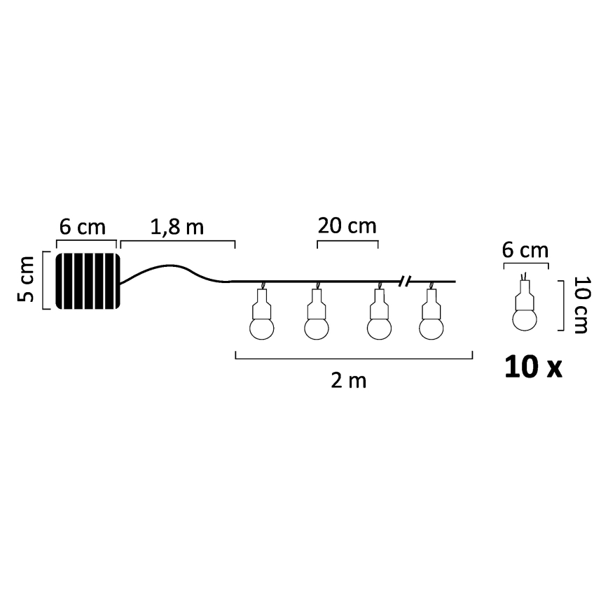 LED Solar koristeellinen ketju PASTEL 10xLED/1,2V 3,8 m IP44
