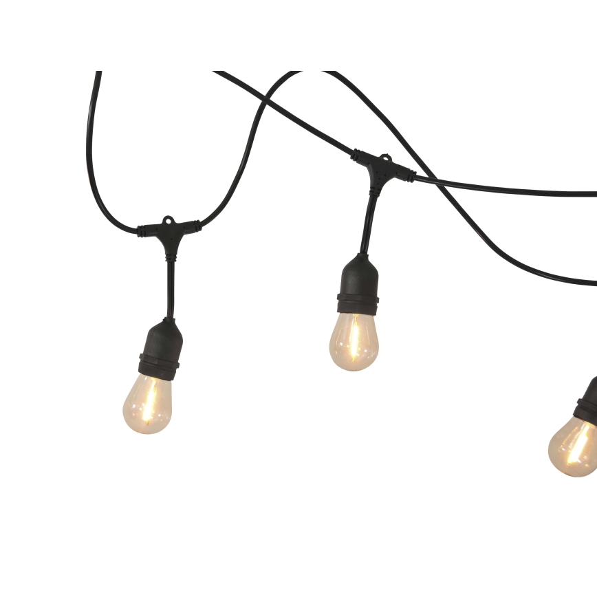 LED Himmennettävä aurinko ulko ketju PARTY 10xE27/3,7V 10 m IP44 + kauko-ohjaus