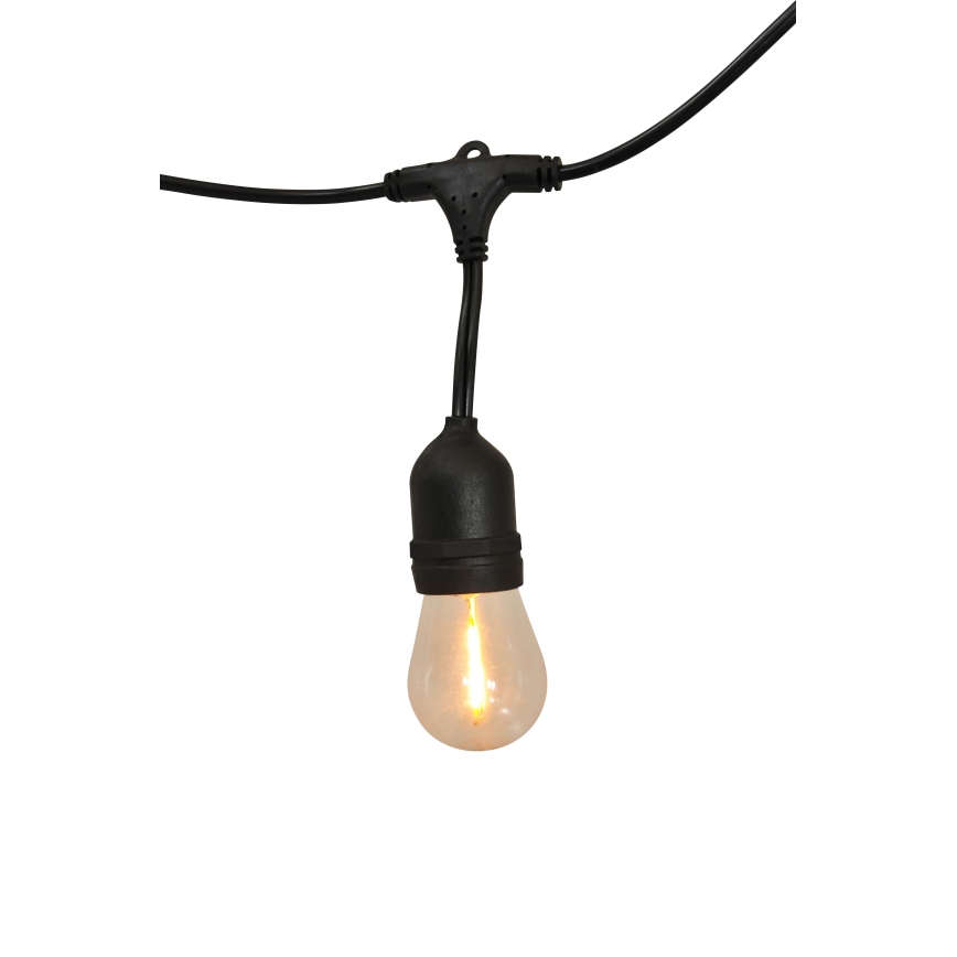 LED Himmennettävä aurinko ulko ketju PARTY 10xE27/3,7V 10 m IP44 + kauko-ohjaus