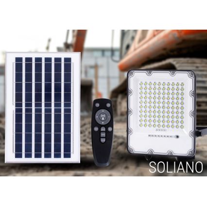 LED Ulkotila himmennettävä aurinko valonheitin LED/100W/3,2V 4500K IP65 musta + kauko-ohjaus