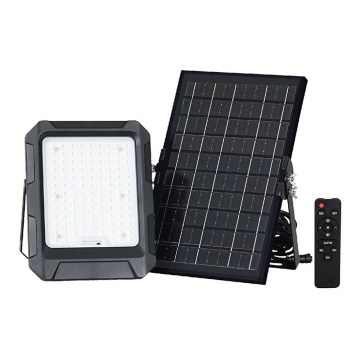 LED Solar valonheitin LED/10W/3,7V IP65 4000K musta + kauko-ohjaus