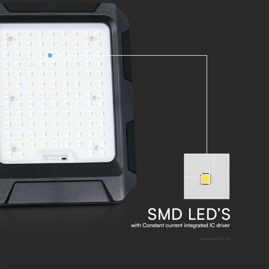 LED Solar valonheitin LED/15W/3,7V IP65 4000K musta + kauko-ohjaus