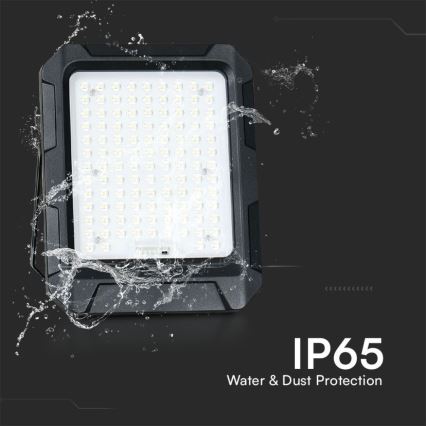 LED Solar valonheitin LED/15W/3,7V IP65 4000K musta + kauko-ohjaus