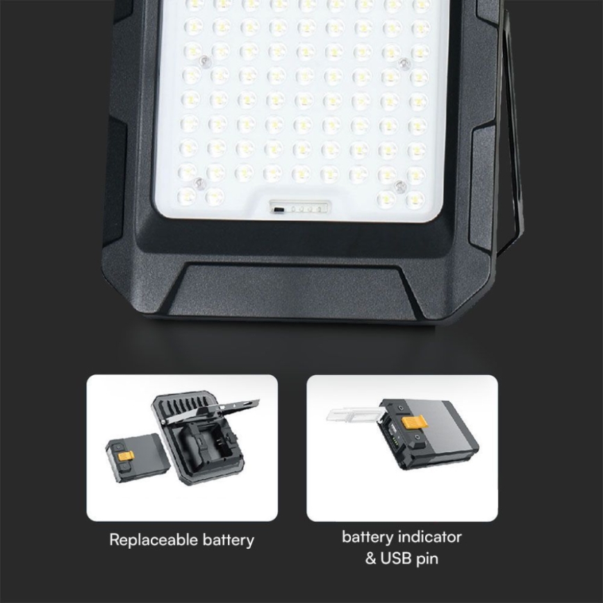 LED Solar valonheitin LED/15W/3,7V IP65 4000K musta + kauko-ohjaus