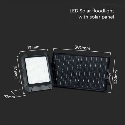 LED Solar valonheitin LED/15W/3,7V IP65 4000K musta + kauko-ohjaus