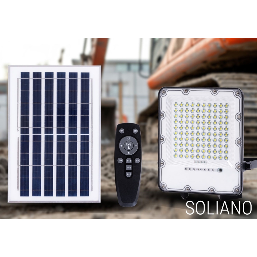 LED Ulkotila himmennettävä aurinko valonheitin LED/50W/3,2V 4500K IP65 musta + kauko-ohjaus