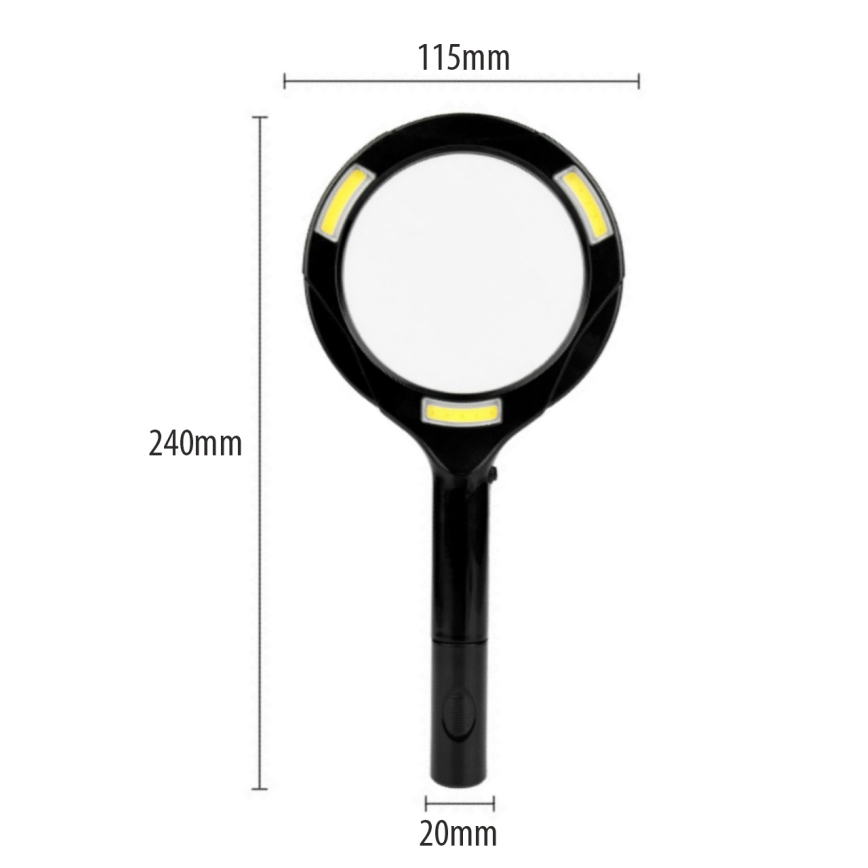 LED-suurennuslasi 3× suurennoksella – LED-valaistus, 3W, 2xAA, IP22