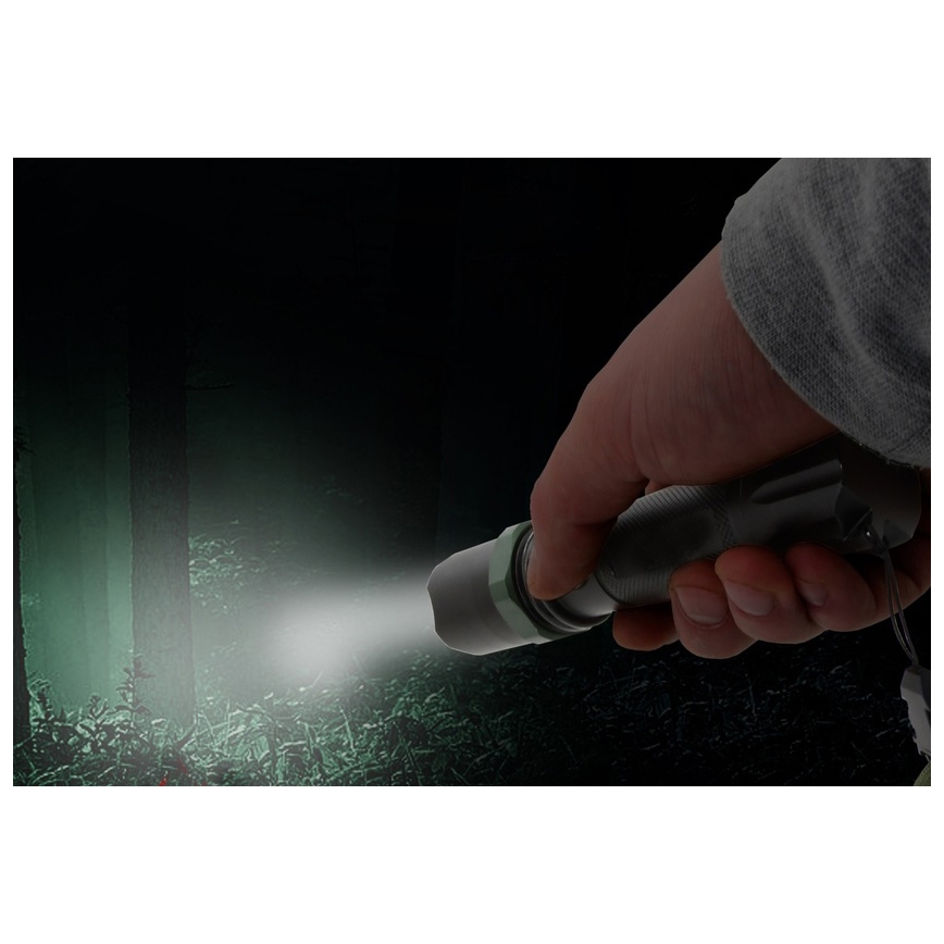 LED-taskulamppu LED/3W/3xAAA IP44 musta