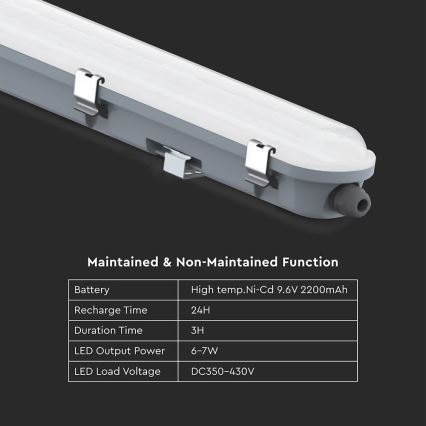 LED-tekninen loistevalaisin hätävirtamoduulilla LED/36W/230V 6500K IP65 2200 mAh 120 cm