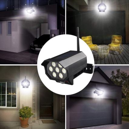 LED Tekovalvontakamera anturilla ja aurinkopaneelilla LED/5W/5,5V IP65 + kauko-ohjaus