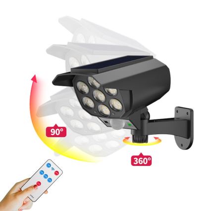 LED Tekovalvontakamera anturilla ja aurinkopaneelilla LED/5W/5,5V IP65 + kauko-ohjaus