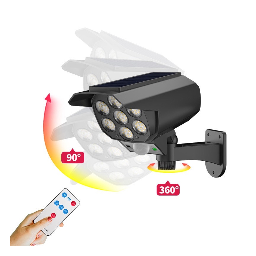 LED Tekovalvontakamera anturilla ja aurinkopaneelilla LED/5W/5,5V IP65 + kauko-ohjaus
