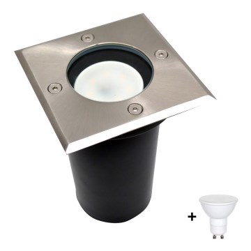 LED -ulko ajotien valo 1xGU10/6W/230V IP44 matta kromi
