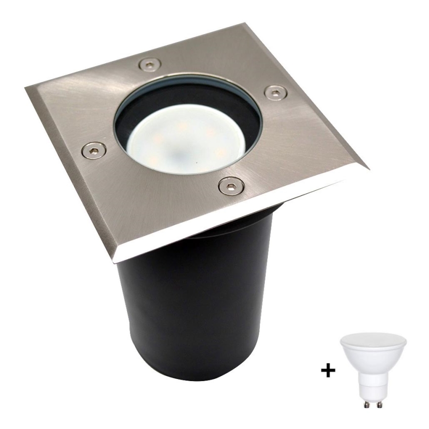 LED -ulko ajotien valo 1xGU10/6W/230V IP44 matta kromi