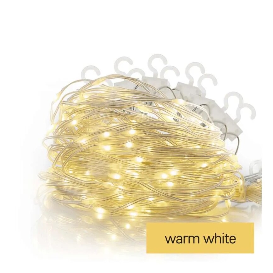 LED-ulkojouluketju 100xLED/8 toiminnot 7,9x0,7m IP44 lämpimänvalkoinen