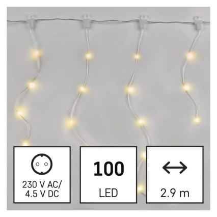 LED-ulkojouluketju 100xLED/8 toiminnot 7,9x0,7m IP44 lämpimänvalkoinen