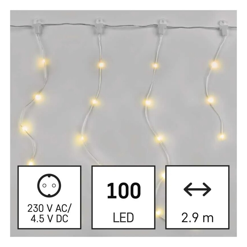 LED-ulkojouluketju 100xLED/8 toiminnot 7,9x0,7m IP44 lämpimänvalkoinen