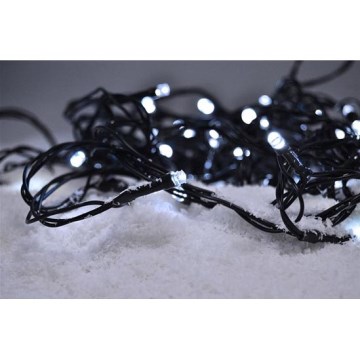 LED-ulkojouluketju 100xLED/8 toiminnot IP44 13m kylmänvalkoinen
