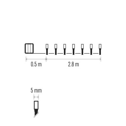 LED-ulkojouluketju 40xLED/3xAA 3,3m IP44 kylmänvalkoinen